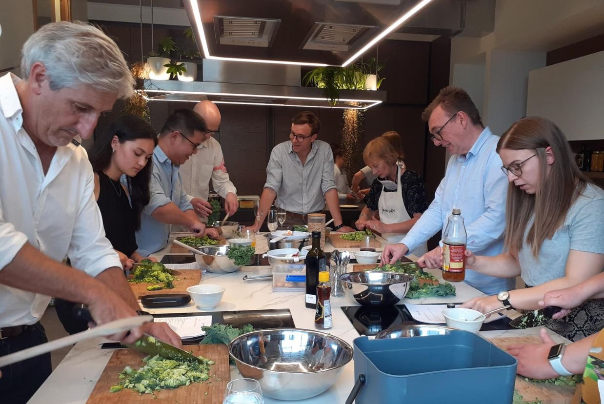 Lentune team members at a cooking class