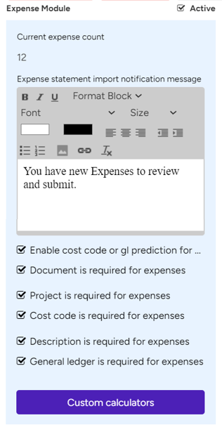 Expense module settings updated-11350
