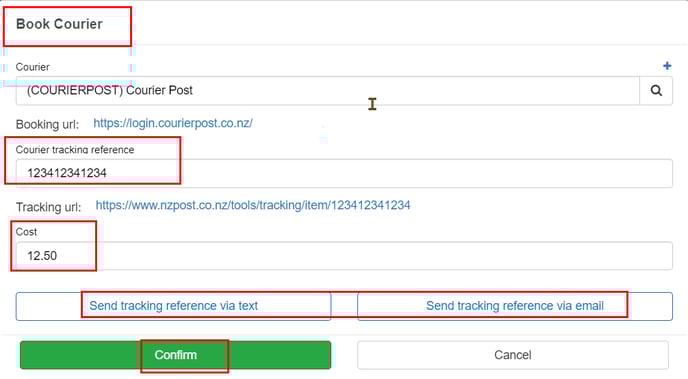 Book Courier - notification
