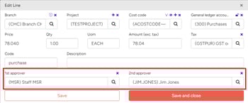 approvers in invoice lines