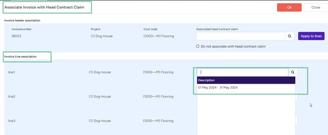 associate invoice header to HC claim14863-2