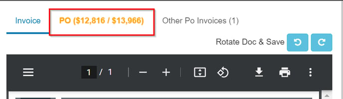 check Invoice total against PO invoice less than PO