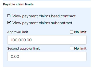 payable claim Access persona sub contract