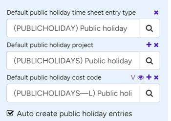 Public holiday codes for time sheets - 10437-1