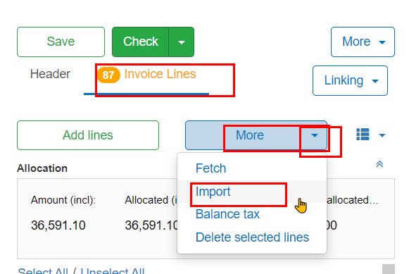 Import Invoice Lines