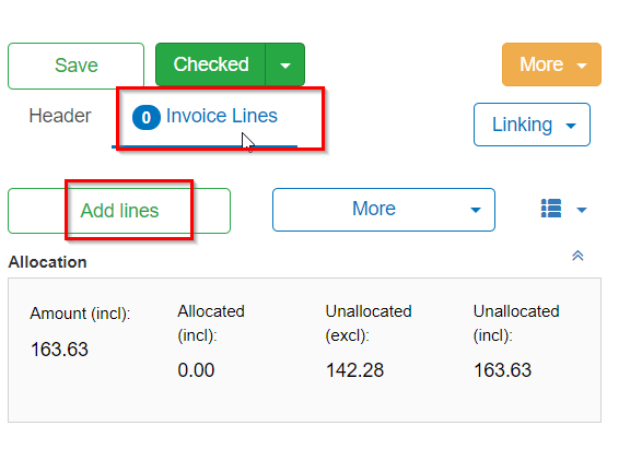 Add invoice lines manually