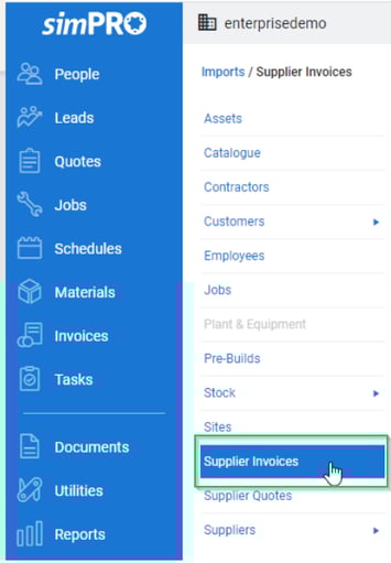 import supplier invoices to simpro-1