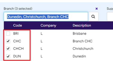 select multiple branches - export PO-1