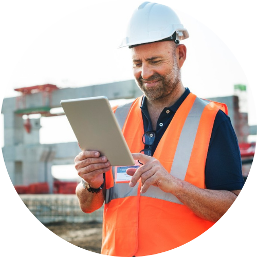 Construction project manager with a tablet 