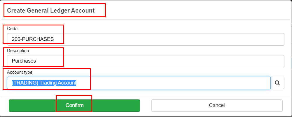 Add a General Ledger Account Code